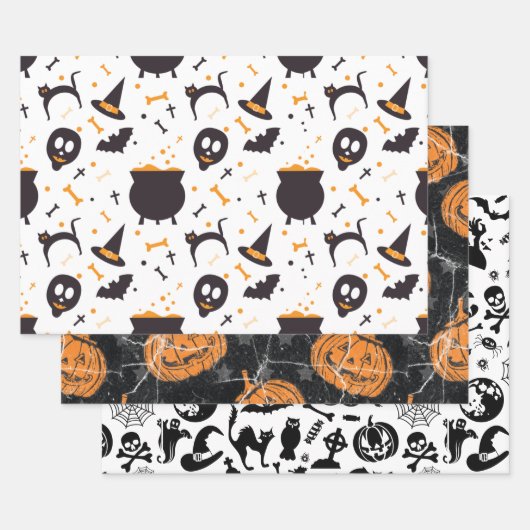 Feuille De Papier Cadeau Motif mixte Halloween mignon (Lot)