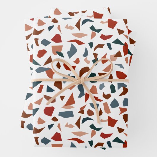 Feuille De Papier Cadeau Motif moderne Abstrait Terrazzo (En situation)