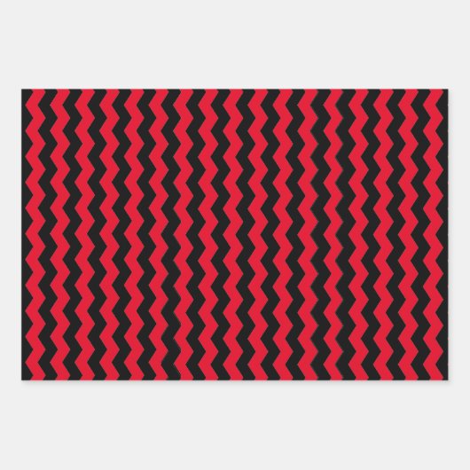 Feuille De Papier Cadeau Motif moderne Chevron noir et rouge (Devant 3)