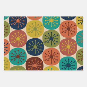 Feuille De Papier Cadeau Motif moderne du milieu du siècle