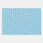 Feuille De Papier Cadeau Motif moderne Géométrique simple bleu blanc (Devant 3)