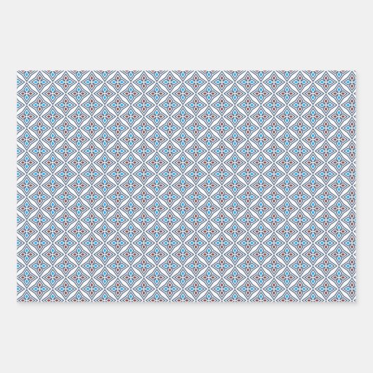 Feuille De Papier Cadeau Motif moderne Géométrique simple bleu blanc (Devant)
