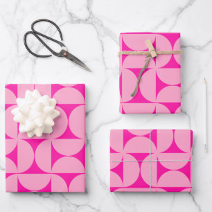 Feuille De Papier Cadeau Motif moderne Hot rose du milieu du siècle