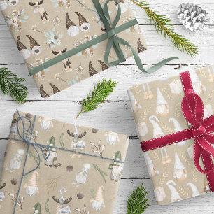 Feuille De Papier Cadeau Motif moderne Kraft Neutral Gnome