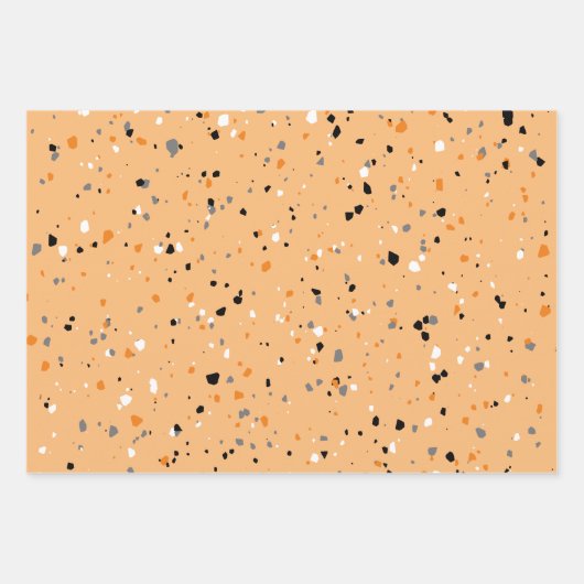 Feuille De Papier Cadeau Motif moderne Orange Terrazzo (Devant 2)