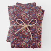 Feuille De Papier Cadeau Motif moderne Paisley au milieu du siècle (En situation)