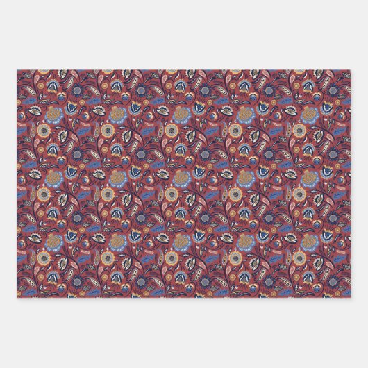 Feuille De Papier Cadeau Motif moderne Paisley au milieu du siècle (Devant)