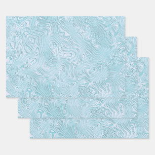 Feuille De Papier Cadeau Motif Moire Soie en Aqua Clair