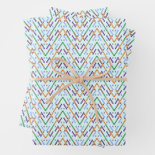 Feuille De Papier Cadeau Motif mosaïque zigzag Chevron géométrique sans cou