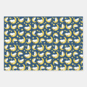 Feuille De Papier Cadeau Motif mouton, Mouton couché, Lune, Étoiles (Devant)