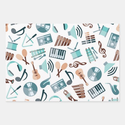 Feuille De Papier Cadeau Motif musical (Devant)