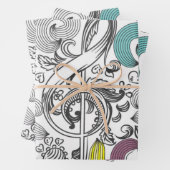 Feuille De Papier Cadeau Motif musical (En situation)