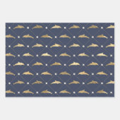 Feuille De Papier Cadeau Motif nautique bleu et or (Devant 3)