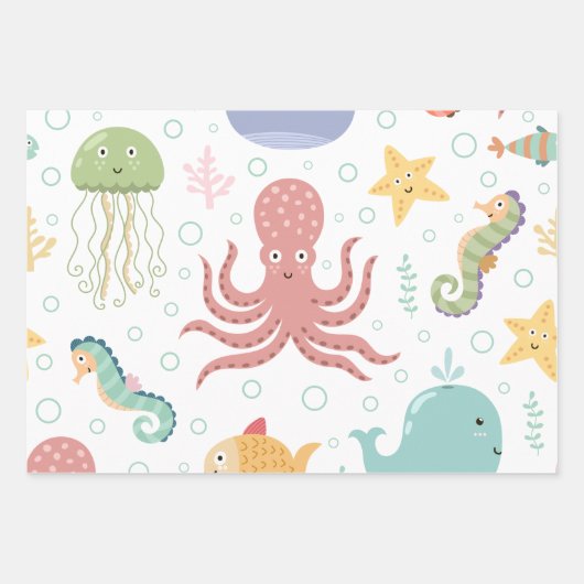 Feuille De Papier Cadeau Motif nautique pour enfants (Devant)