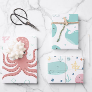 Feuille De Papier Cadeau Motif nautique pour enfants