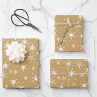 Feuille De Papier Cadeau Motif Neutre Tan Boho Snowflake