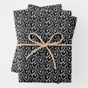 Feuille De Papier Cadeau Motif noir blanc de couleur moderne