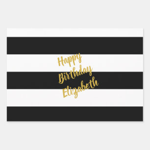 Feuille De Papier Cadeau Motif noir et blanc