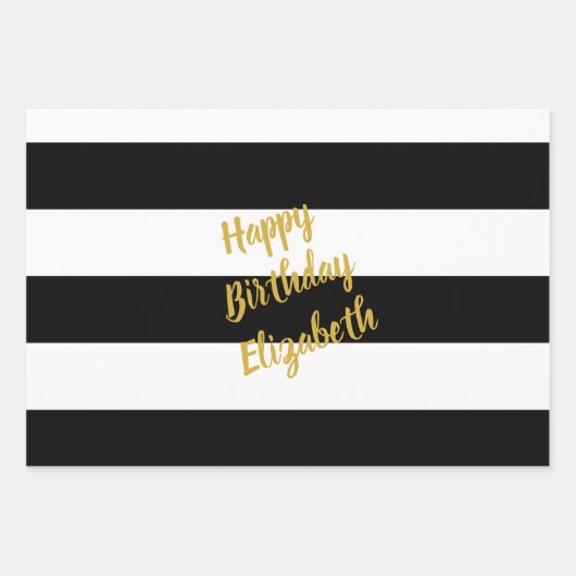 Feuille De Papier Cadeau Motif noir et blanc (Devant)