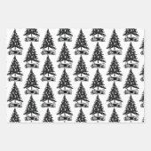 Feuille De Papier Cadeau Motif noir et blanc de Noël (Devant)