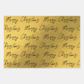 Feuille De Papier Cadeau Motif Noir & Or Noël (Devant)