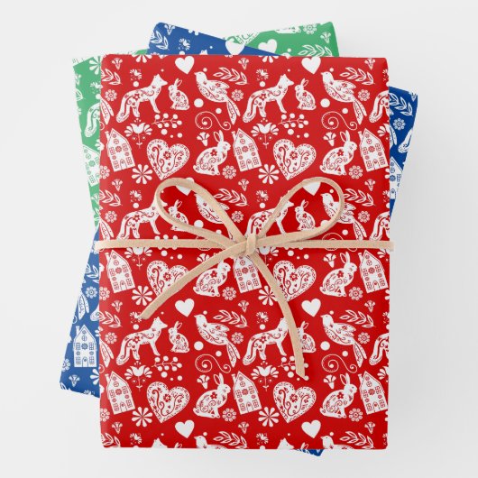 Feuille De Papier Cadeau motif nordique scandi nordic (En situation)