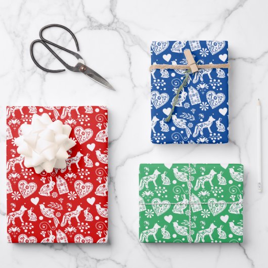 Feuille De Papier Cadeau motif nordique scandi nordic (Recto)
