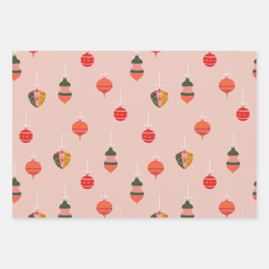 Feuille De Papier Cadeau Motif ornements de Noël (Devant)