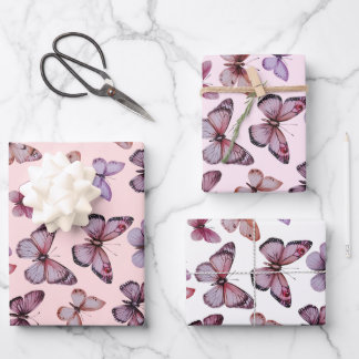 Feuille De Papier Cadeau Motif Papillon Aquarelle Élégant Cadeau Joli