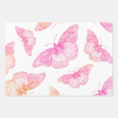 Feuille De Papier Cadeau Motif papillon rose orange (Devant)