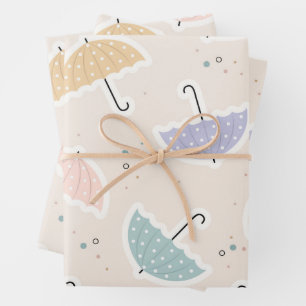 Feuille De Papier Cadeau Motif parapluie Cute Pastel