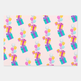 Feuille De Papier Cadeau Motif Pastel Et Balloon