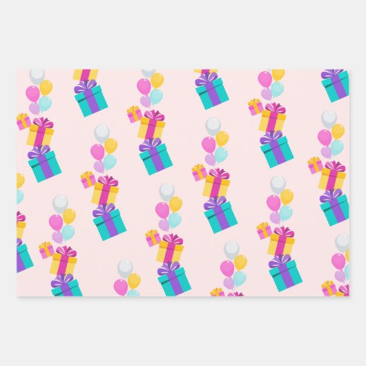 Feuille De Papier Cadeau Motif Pastel Et Balloon (Devant)
