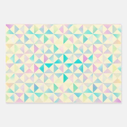 Feuille De Papier Cadeau Motif Pastel Holographique Géométrique (Devant 2)