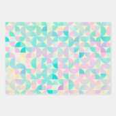 Feuille De Papier Cadeau Motif Pastel Holographique Géométrique (Devant)