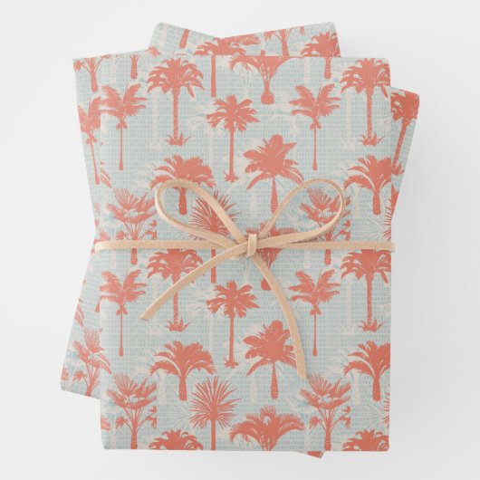 Feuille De Papier Cadeau Motif Pastel Palm Tree (En situation)
