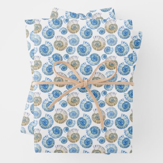 Feuille De Papier Cadeau Motif Pastel Seashell (En situation)