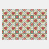Feuille De Papier Cadeau Motif patchwork classique rouge et vert de Noël (Devant 3)