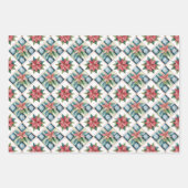 Feuille De Papier Cadeau Motif patchwork classique rouge et vert de Noël (Devant 2)
