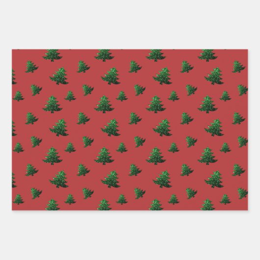 Feuille De Papier Cadeau Motif pétillant vert sapin de Noël (Devant 3)