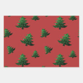 Feuille De Papier Cadeau Motif pétillant vert sapin de Noël (Devant)