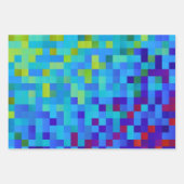 Feuille De Papier Cadeau motif Pixel 8 bits Abstrait Cool Geeky Blue Red (Devant 3)