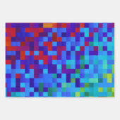 Feuille De Papier Cadeau motif Pixel 8 bits Abstrait Cool Geeky Blue Red (Devant 2)