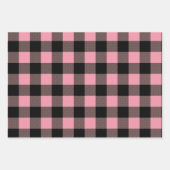 Feuille De Papier Cadeau Motif Plaid de Buffalo Rose Noir (Devant 3)