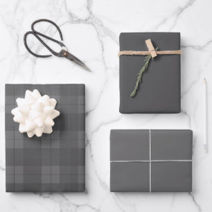 Feuille De Papier Cadeau Motif Plaid Gris Doux avec nuances correspondantes