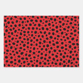 Feuille De Papier Cadeau Motif Pois noir rouge (Devant)