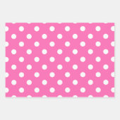 Feuille De Papier Cadeau Motif Polka Blanc Sur Rose Chaud (Devant 3)
