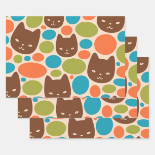 Feuille De Papier Cadeau Motif Polka Dot Cats