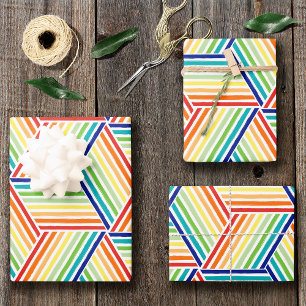 Feuille De Papier Cadeau Motif Rainbow Cube coloré moderne