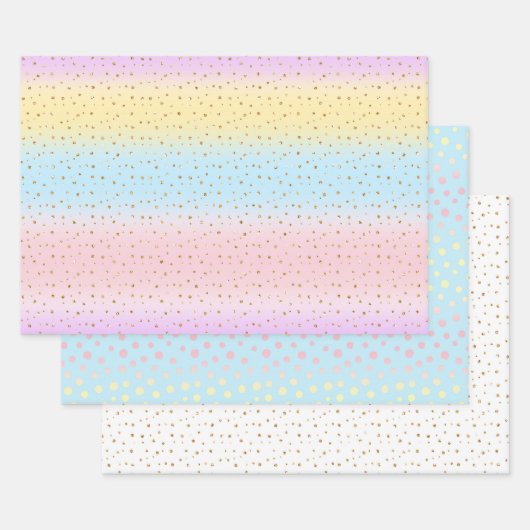 Feuille De Papier Cadeau Motif Rainbow Et Polka Dot (Lot)